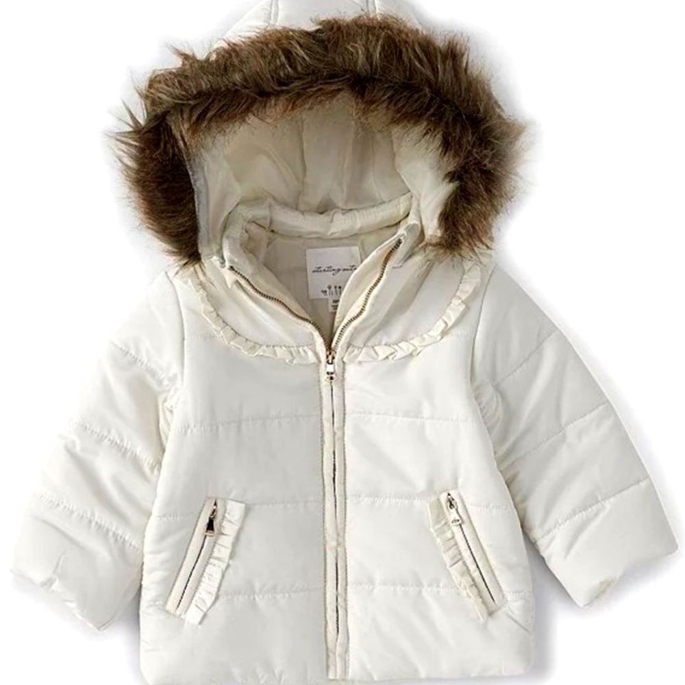 π£ Baby Girl π 18-24 Mths Faux Fur Trim Puffer Coat π§₯ NWOTags So Cute π - Picture 4 of 4